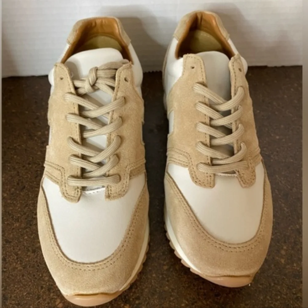 Able White Sneakers with Tan Suede Accent - Picture 8 of 12